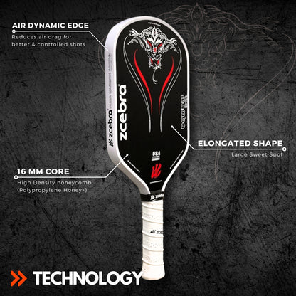 Zzebra Black Mamba Pure Carbon Series Pickelball Paddle